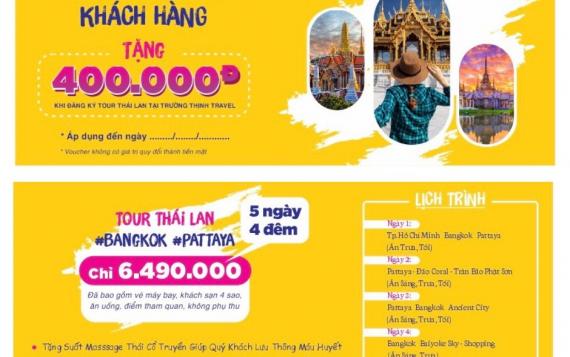 Tặng ngay voucher giảm 400k/người cho tour Thái Lan 5n4đ